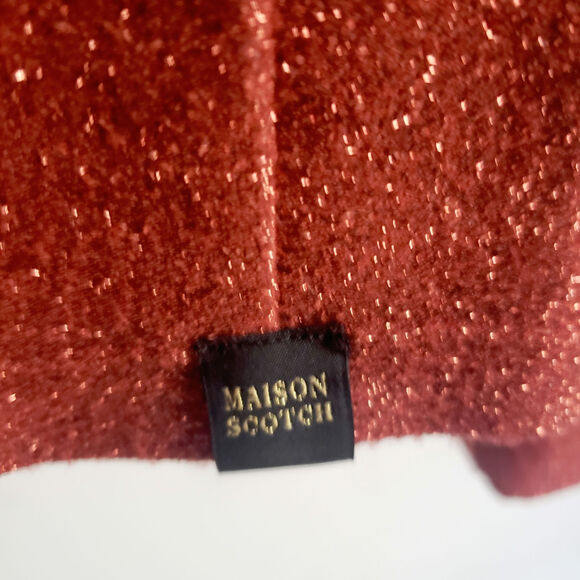 Scotch & Soda Metallic Red & Gold Long Ruffle Sleeve Top Size XS - Picture 5 of 7